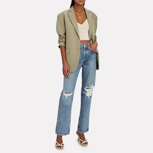 AGOLDE | Revolve‎ Lana Straight-Leg Distressed Denim Jeans in Blue